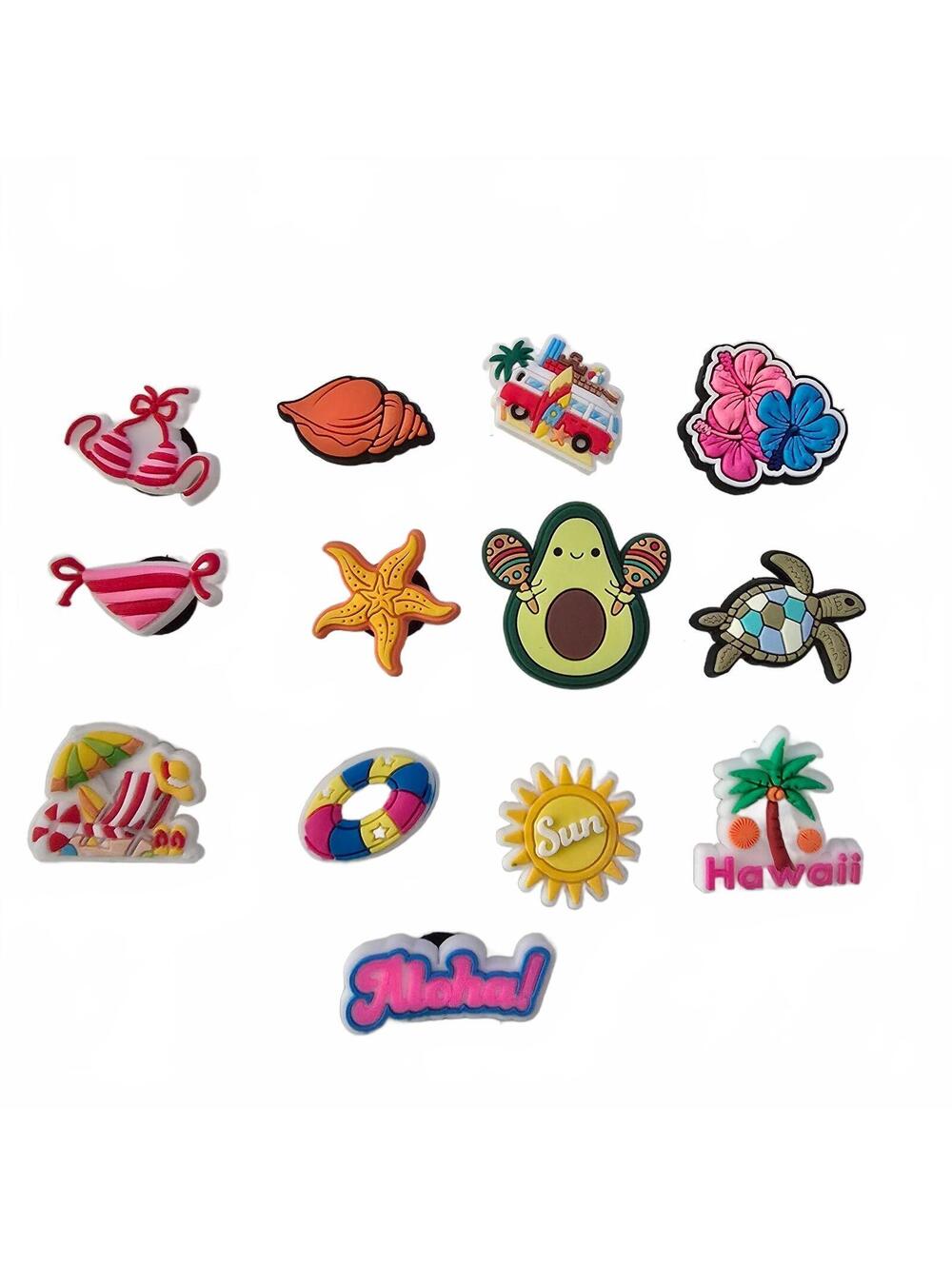 13 Pack Tropical Beach Hawaii Shoe Charms for Crocs Sandals Accessories